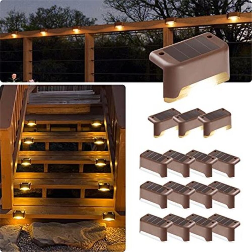 16 Pack LED Solar Deck Lights Waterproof Outdoor Step Stairs Fence Patio Yard